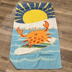 Pottery Barn Kids Blue and Yellow Crab Towel Vintage 60 x 30”